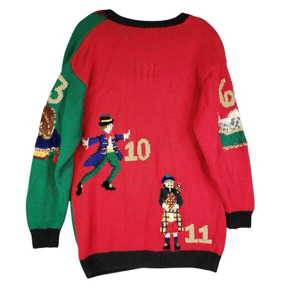 Vtg Marisa Christina Sweater Womens Medium 12 Days of Christmas Cardigan 90s - Picture 3 of 16